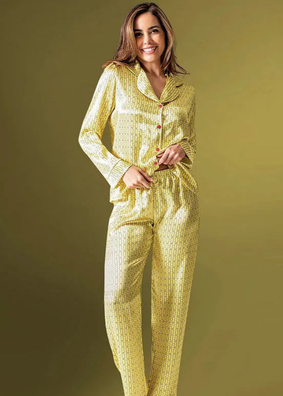 Satin JAUNE Stylé Pyjama