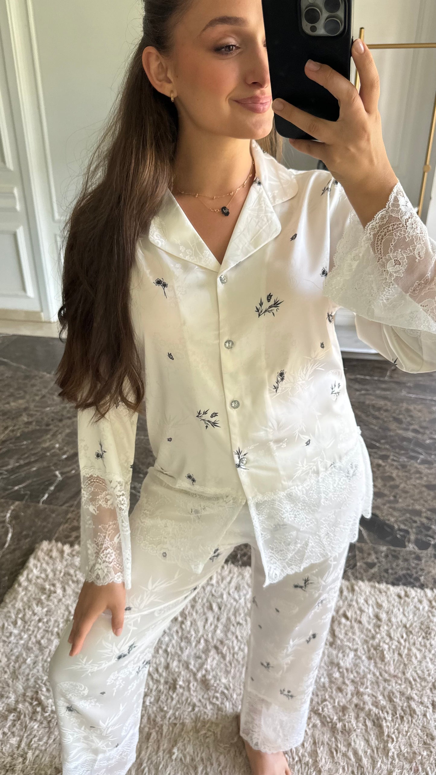 FLORAL BLACK Style Pyjama