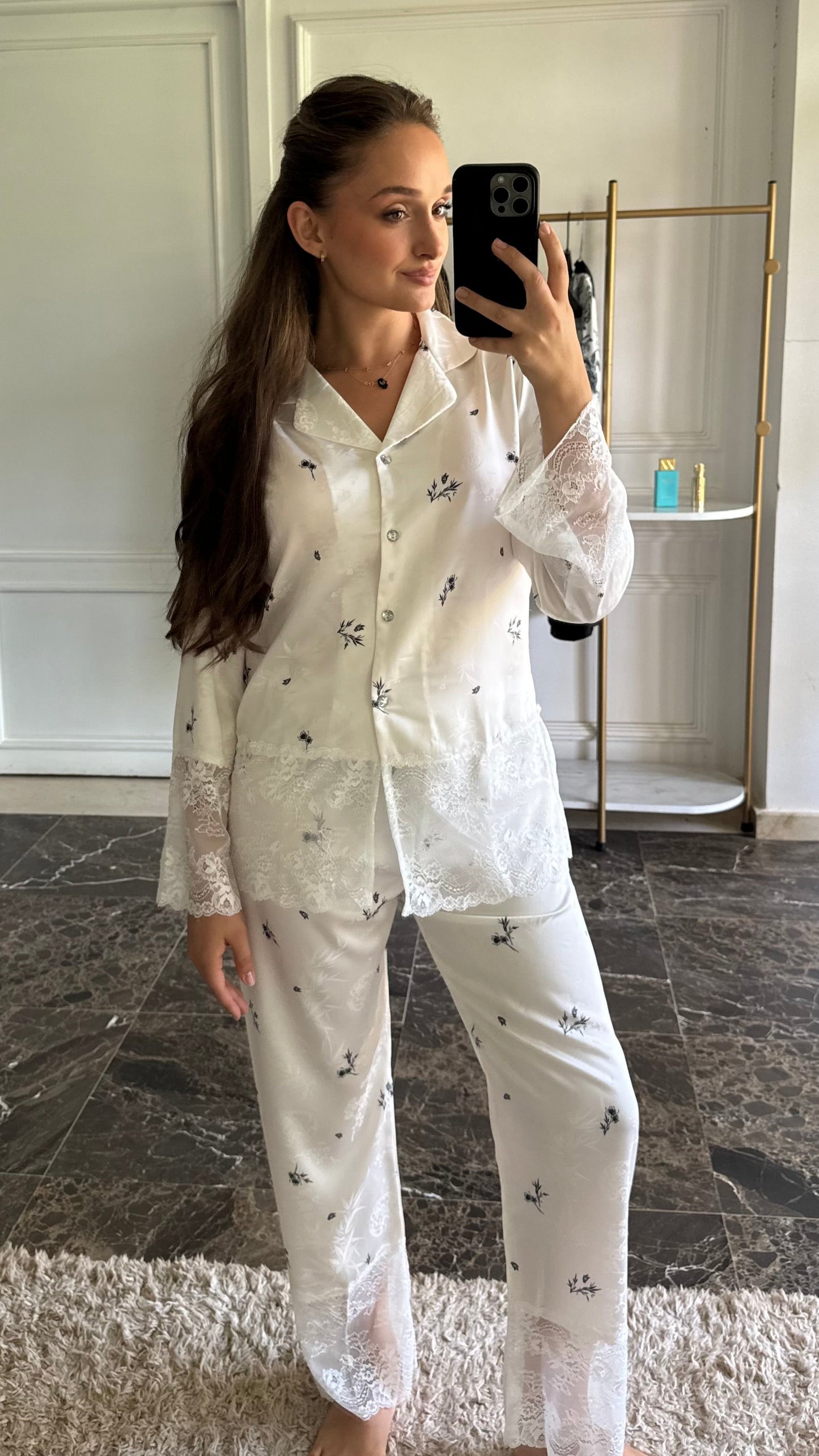 FLORAL BLACK Style Pyjama