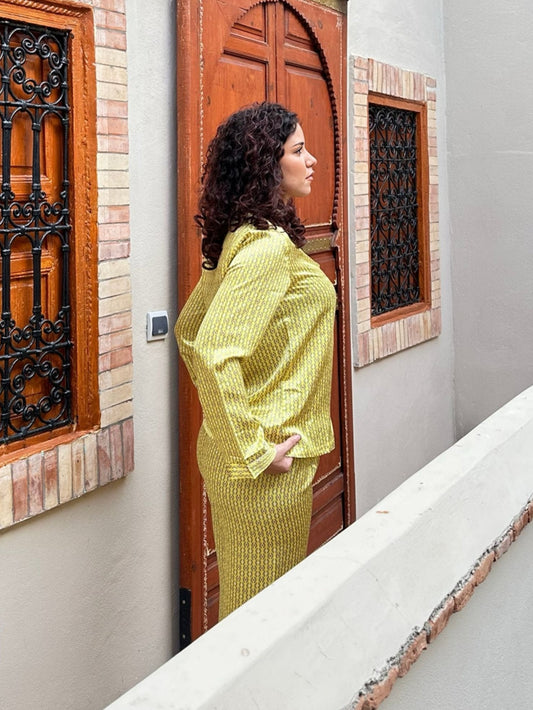 Satin JAUNE Stylé Pyjama